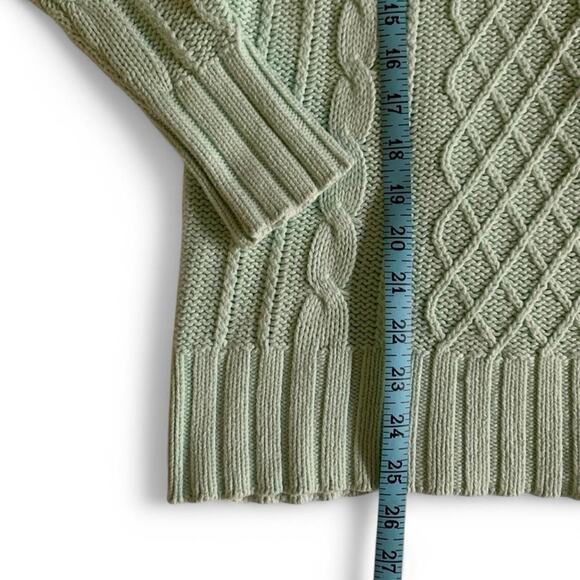 Mint Green Cable Knit fisherman sweater chunky winter - Picture 4 of 6